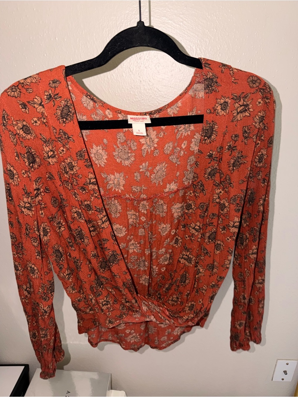 Mossimo Supply Co. Rust Floral Wrap Blouse